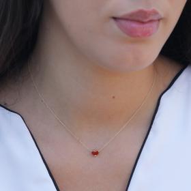 Κολιέ Καρδιά Χρυσός Κ14 με Σμάλτο & Διαμάντι SKU-73840