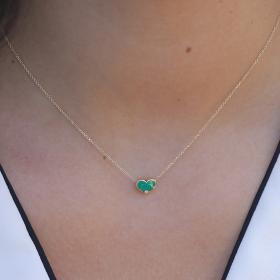 Κολιέ Καρδιά Χρυσός Κ14 με Σμάλτο & Διαμάντι SKU-73845