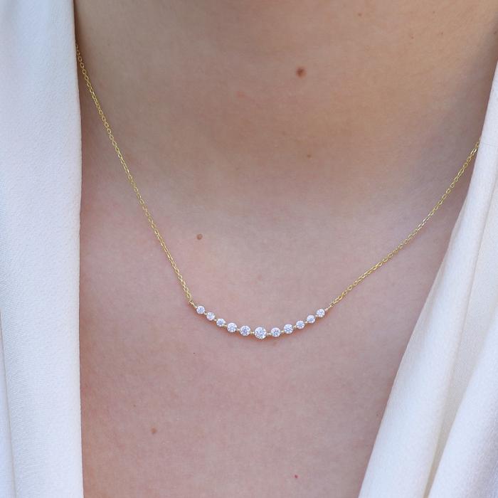 Κολιέ Χρυσός Κ9 με Λευκά Ζιργκόν SKU-73871