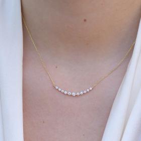 Κολιέ Χρυσός Κ9 με Λευκά Ζιργκόν SKU-73871