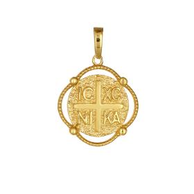 Κωνσταντινάτο Φυλαχτό Χρυσός Κ9 Διπλής Όψεως SKU-73662