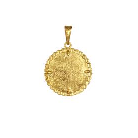 Φυλαχτό Κωνσταντινάτο Χρυσός Κ9 Διπλής Όψεως με Ζιργκόν SKU-73366