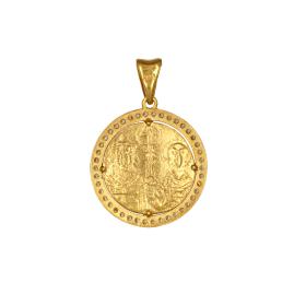 Κωνσταντινάτο Φυλαχτό Χρυσός Κ9 Διπλής Όψεως με Ζιργκόν SKU-73389