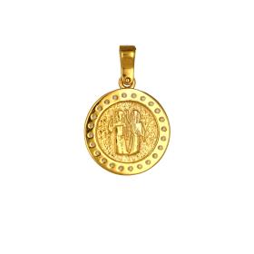 Κωνσταντινάτο Φυλαχτό Διπλής Όψεως Χρυσός Κ9 με Ζιργκόν SKU-73780