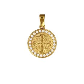 Κωνσταντινάτο Φυλαχτό Διπλής Όψεως Χρυσός Κ9 με Ζιργκόν SKU-73780