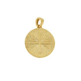 Φυλαχτό Κωνσταντινάτο Διπλής Όψης με Κόκκινο Ζιργκόν Χρυσός K14 SKU-73966