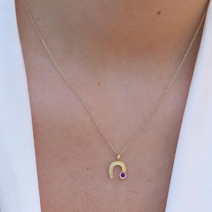 Μενταγιόν Πέταλο με Ματάκι Χρυσός Κ9 SKU-73406