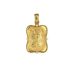 Φυλαχτό Παναγία Διπλής Όψεως Χρυσός Κ9 με Ζιργκόν SKU-73775