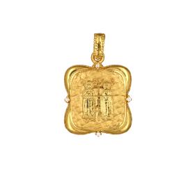 Φυλαχτό Παναγία Διπλής Όψεως Χρυσός Κ9 με Ζιργκόν SKU-73777