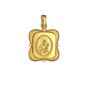 Φυλαχτό Παναγία Διπλής Όψεως Χρυσός Κ9 με Ζιργκόν SKU-73777
