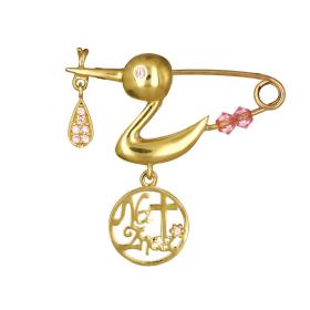 Παραμάνα με Πελαργό και Ευχή Χρυσός Κ9 SKU-73657