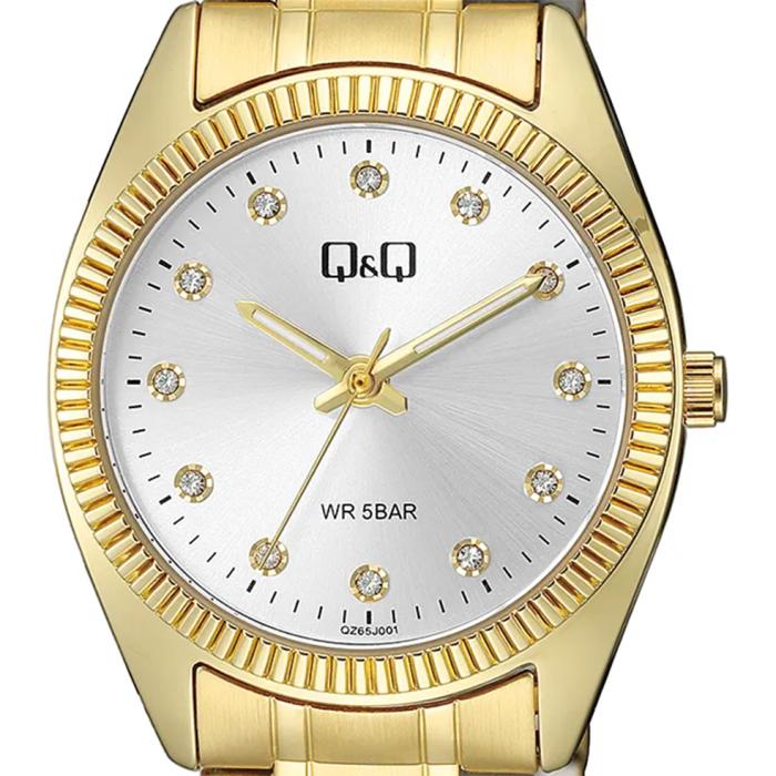 Ρολόι Q&Q με Χρυσό Μπρασελέ & Ασημί Καντράν SKU-73308
