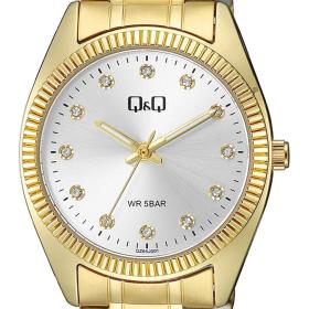 Ρολόι Q&Q με Χρυσό Μπρασελέ & Ασημί Καντράν SKU-73308