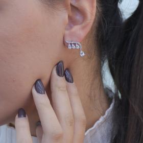 Σκουλαρίκια Δάκρυ Λευκόχρυσος Κ9 με Λευκά Ζιργκόν SKU-73869