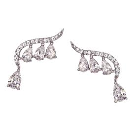 Σκουλαρίκια Δάκρυ Λευκόχρυσος Κ9 με Λευκά Ζιργκόν SKU-73869