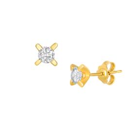 Σκουλαρίκια Καρφωτά Μονόπετρα Χρυσός Κ9 με Λευκά Ζιργκόν SKU-73650