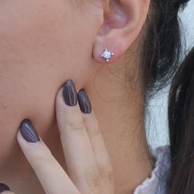 Σκουλαρίκια Καρφωτά Λευκόχρυσος Κ9 με Λευκά Ζιργκόν SKU-73874