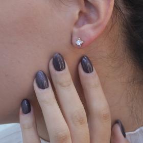 Σκουλαρίκια Καρφωτά Χρυσός Κ9 με Λευκά Ζιργκόν SKU-73873