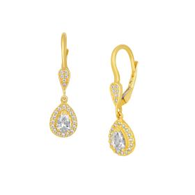 Σκουλαρίκια Κρεμαστά Δάκρυ Χρυσός Κ9 με Ζιργκόν SKU-73639