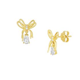 Σκουλαρίκια Κρεμαστά Φιόγκοι Χρυσός Κ9 με Ζιργκόν SKU-73647