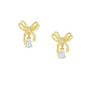 Σκουλαρίκια Κρεμαστά Φιόγκοι Χρυσός Κ9 με Ζιργκόν SKU-73647