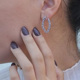 Σκουλαρίκια Κρεμαστά Λευκόχρυσος Κ9 με Λευκά Ζιργκόν SKU-73868