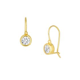 Σκουλαρίκια Κρεμαστά Μονόπετρα Χρυσός Κ9 με Λευκό Ζιργκόν SKU-73652