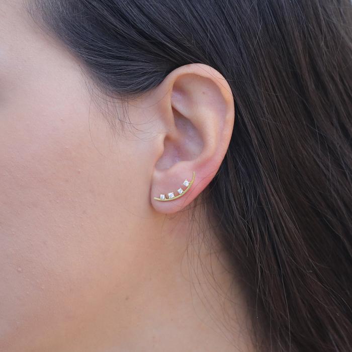 Σκουλαρίκια Ear Cuff Χρυσός Κ9 με Ζιργκόν SKU-73443