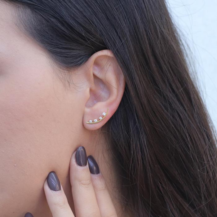 Σκουλαρίκια  Ear Cuff  Χρυσός Κ9 με Ζιργκόν