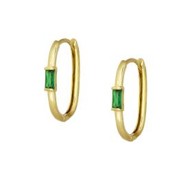 Σκουλαρίκια Κρίκοι Χρυσός Κ14 Πράσινο Ζιργκόν SKU-73033