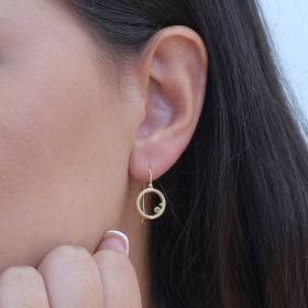 Σκουλαρίκια Κρεμαστά Χρυσός Κ9 με Πράσινο Ζιργκόν SKU-73641