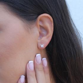 Σκουλαρίκια Καρφωτά Μονόπετρα Χρυσός Κ9 με Λευκά Ζιργκόν SKU-73650