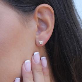 Σκουλαρίκια Καρφωτά Μονόπετρα Λευκόχρυσος Κ9 με Λευκό Ζιργκόν SKU-73651