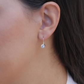 Σκουλαρίκια Κρεμαστά Μονόπετρα Χρυσός Κ9 με Λευκό Ζιργκόν SKU-73652