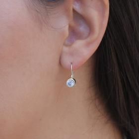 Σκουλαρίκια Κρεμαστά Μονόπετρα Χρυσός Κ9 με Λευκό Ζιργκόν SKU-73652