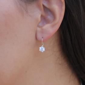 Κρεμαστά Σκουλαρίκια Μονόπετρα Χρυσός Κ14 με Λευκό Ζιργκόν SKU-73653