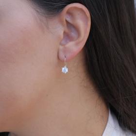 Κρεμαστά Σκουλαρίκια Μονόπετρα Χρυσός Κ14 με Λευκό Ζιργκόν SKU-73653