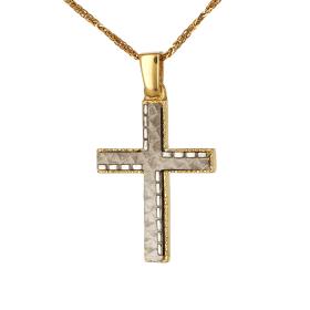 Σταυρός Aνδρικός Χρυσός & Λευκόχρυσος Κ14 SKU-73786
