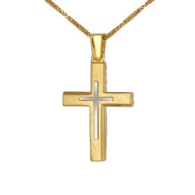 Σταυρός Aνδρικός Χρυσός & Λευκόχρυσος Κ14 SKU-73786