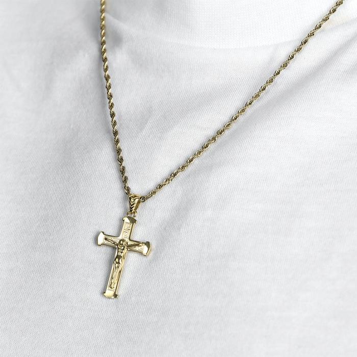 Κολιέ Σταυρός Luca Barra από Aνοξείδωτο Aτσάλι IP GOLD | CA466 SKU-73208