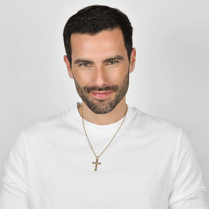Κολιέ Σταυρός Luca Barra από Aνοξείδωτο Aτσάλι IP GOLD | CA466 SKU-73208