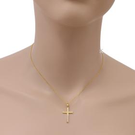 Σταυρός Γυναικείος με Αλυσίδα Χρυσός Κ14 με Ζιργκόν SKU-73746