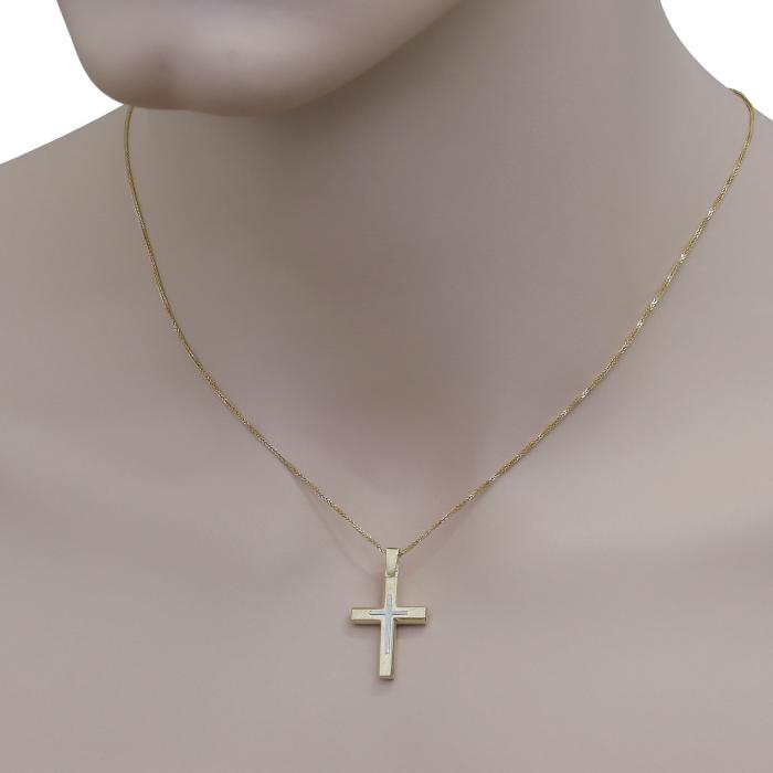 Σταυρός Aνδρικός Χρυσός & Λευκόχρυσος Κ14 SKU-73786