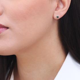 Σκουλαρίκια με Μαύρο Διαμάντι Λευκόχρυσος Κ18 SKU-74976