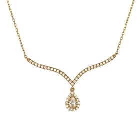 Κολιέ Δάκρυ Χρυσός Κ14 με Λευκά Ζιργκόν SKU-74935