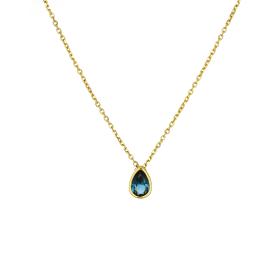 Κολιέ Δάκρυ Χρυσός Κ9 με Μπλε Ζιργκόν SKU-74298