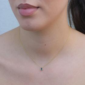 Κολιέ Δάκρυ Χρυσός Κ9 με Μπλε Ζιργκόν SKU-74298