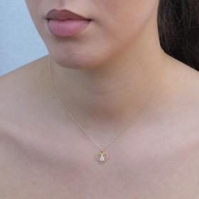 Κολιέ Καρδιά Χρυσός Κ14 με Λευκό Ζιργκόν SKU-74356