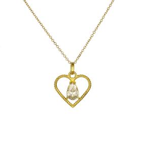 Κολιέ Καρδιά Χρυσός Κ14 με Λευκό Ζιργκόν SKU-74356