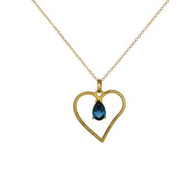Κολιέ Καρδιά Χρυσός Κ14 με Μπλε Ζιργκόν SKU-74354